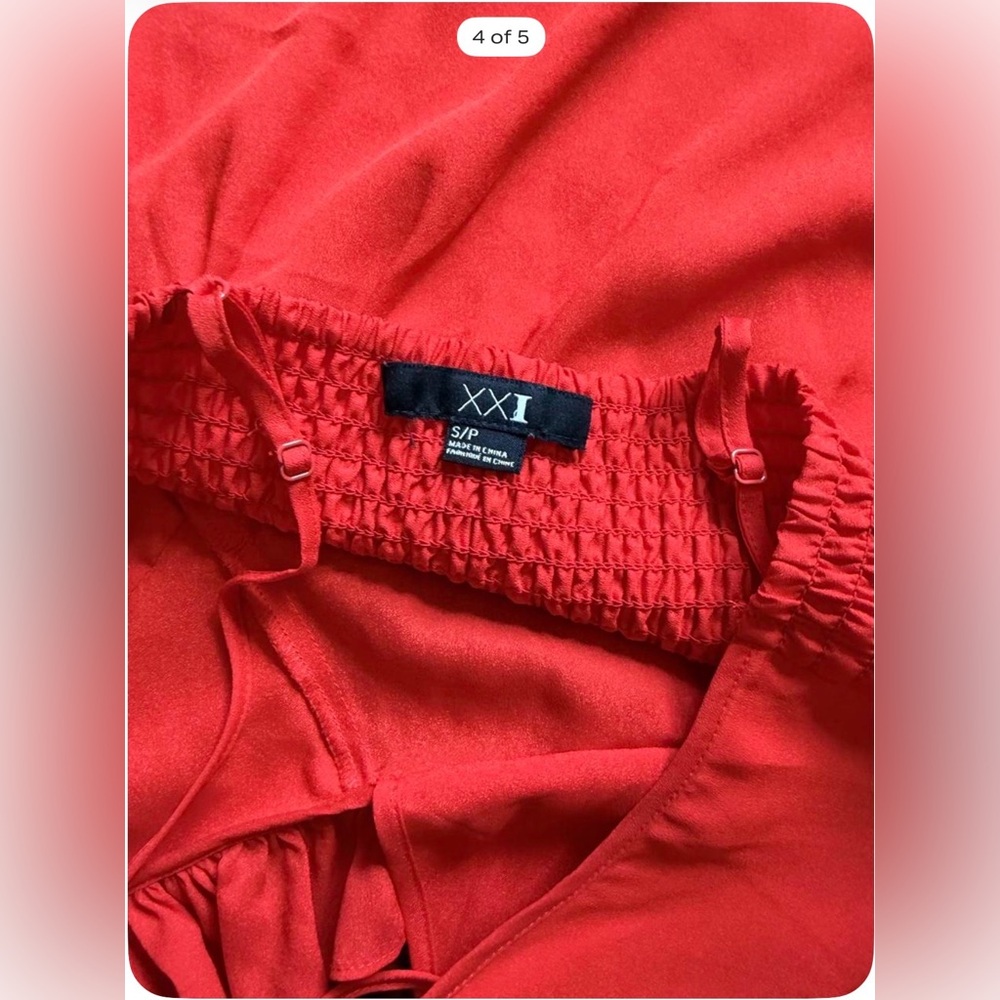 Red Ruffle-Trim Spaghetti Strap Cami - Picture 4 of 5